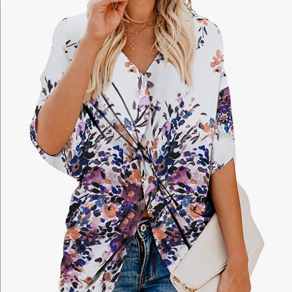 NWOT knotted floral blouse